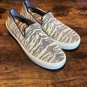 Rothy’s Maritime Tiger Knit Slip On Sneakers Wm’s Sz 7 Blue White Comfortable Sh